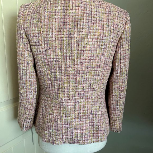 Tahari ASL Pink, Purple, Cream Woven Tweed Skirt Suit. Size 4. New with Tags - Picture 3 of 16